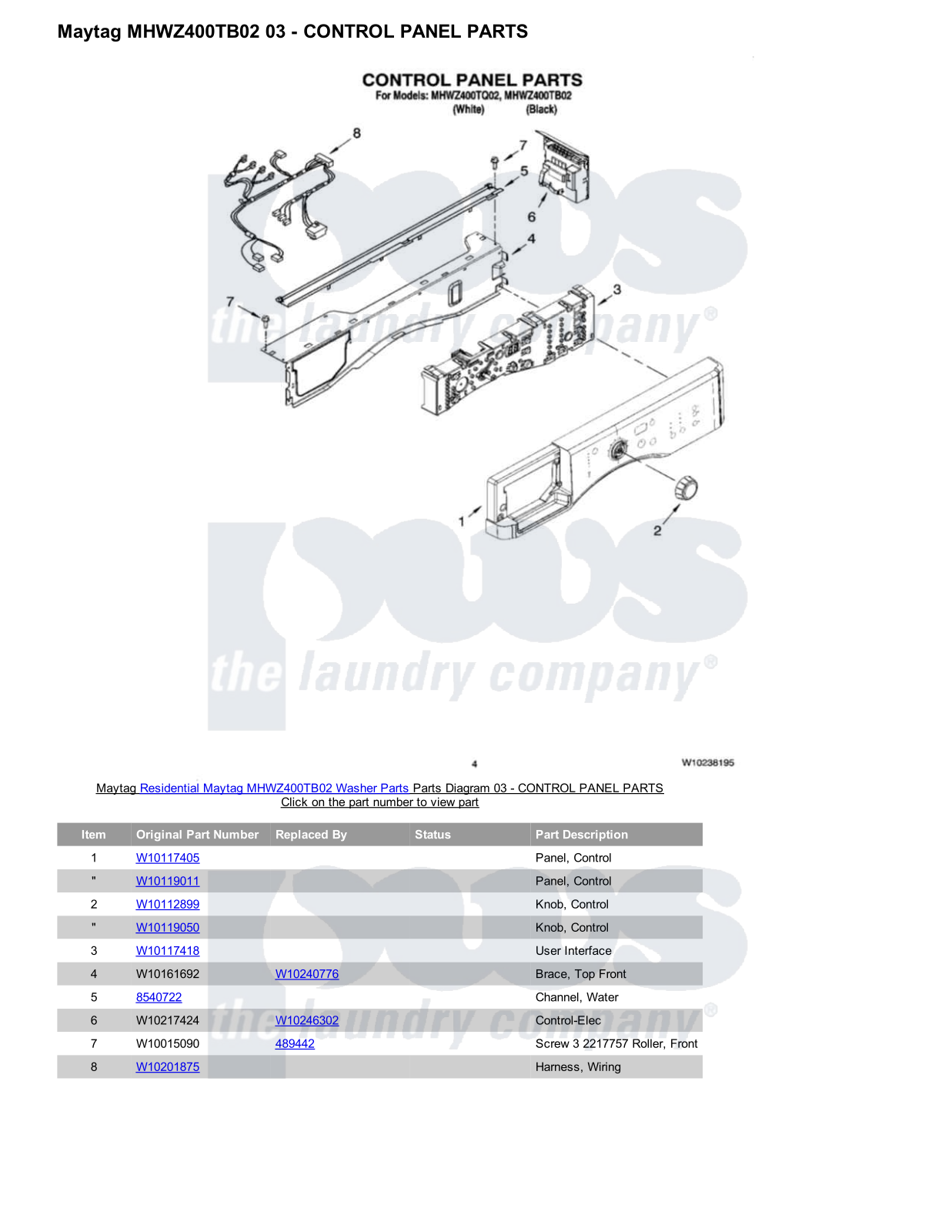 Maytag MHWZ400TB02 Parts Diagram