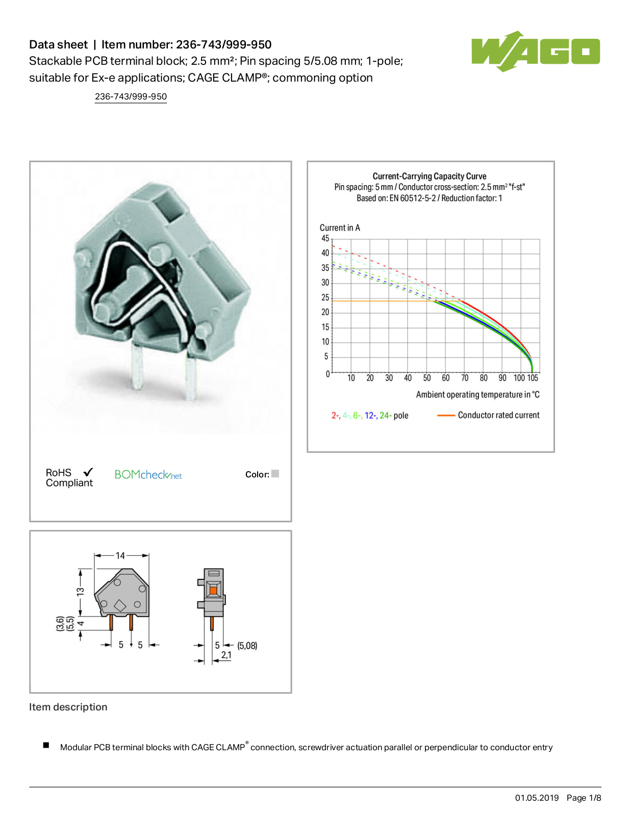 Wago 236-743/999-950 Data Sheet