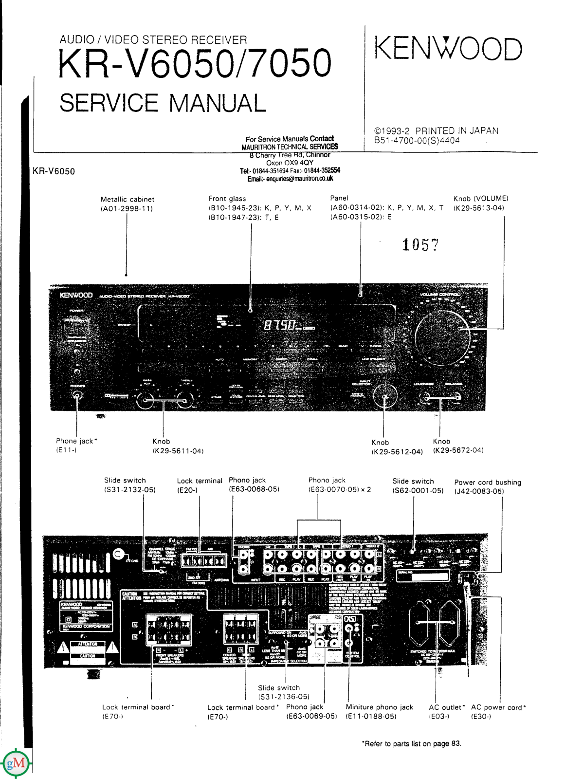 Kenwood KRV-6050, KRV-7050 Service manual