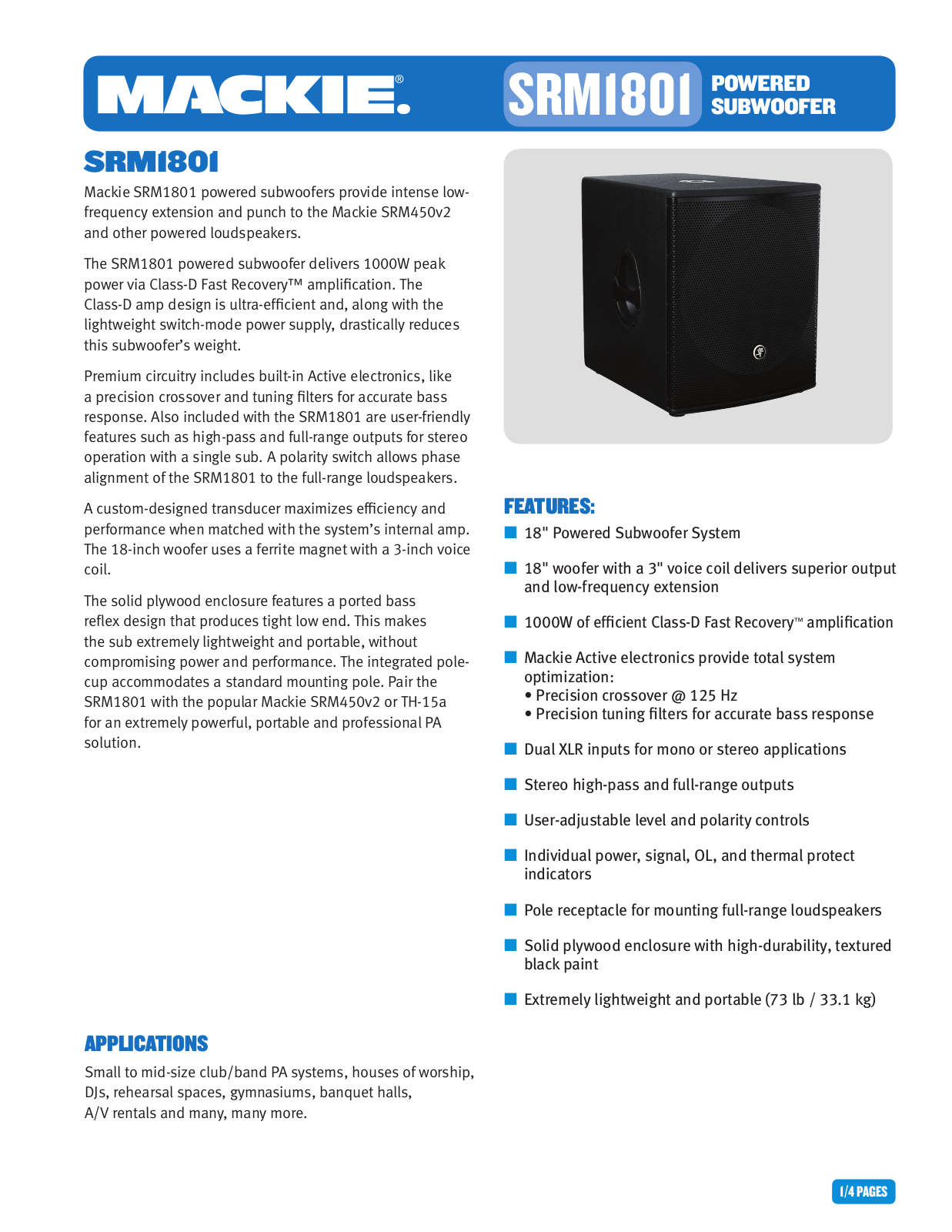 MACKIE SRM1801 User Manual