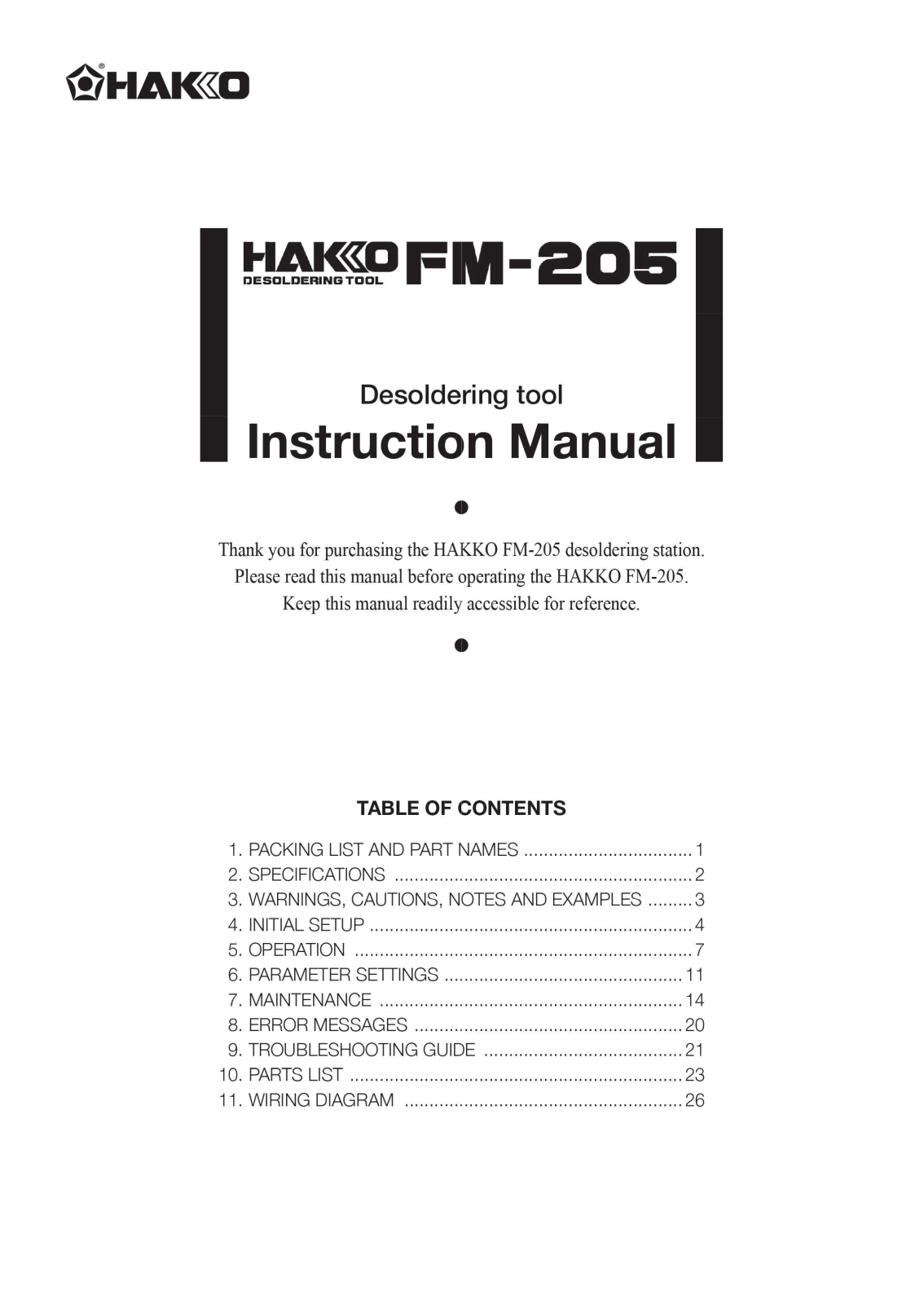 Hakko FM-205 User Manual