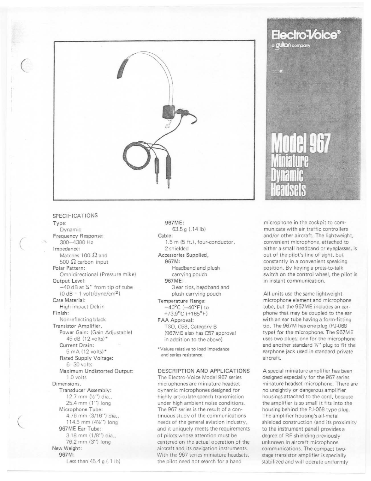 Electro-voice 967 DATASHEET