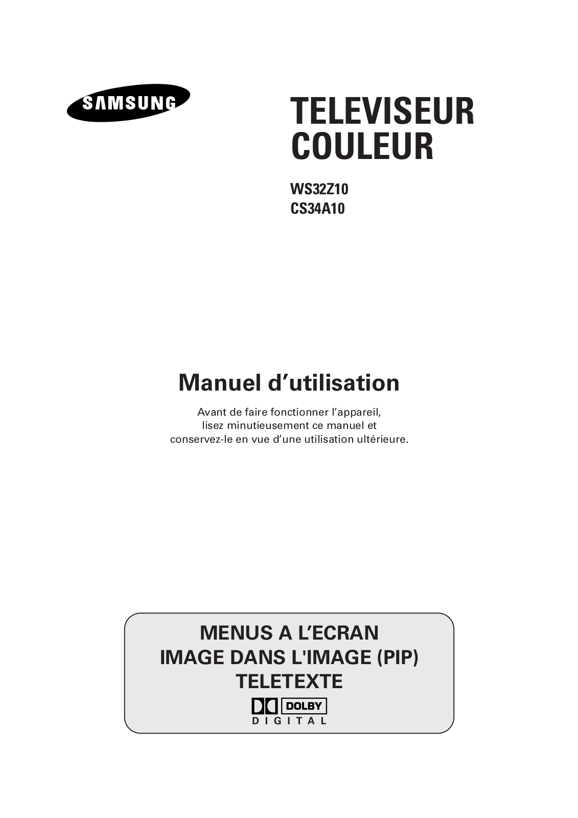 SAMSUNG CS-34A10, WS-32Z10 User Manual