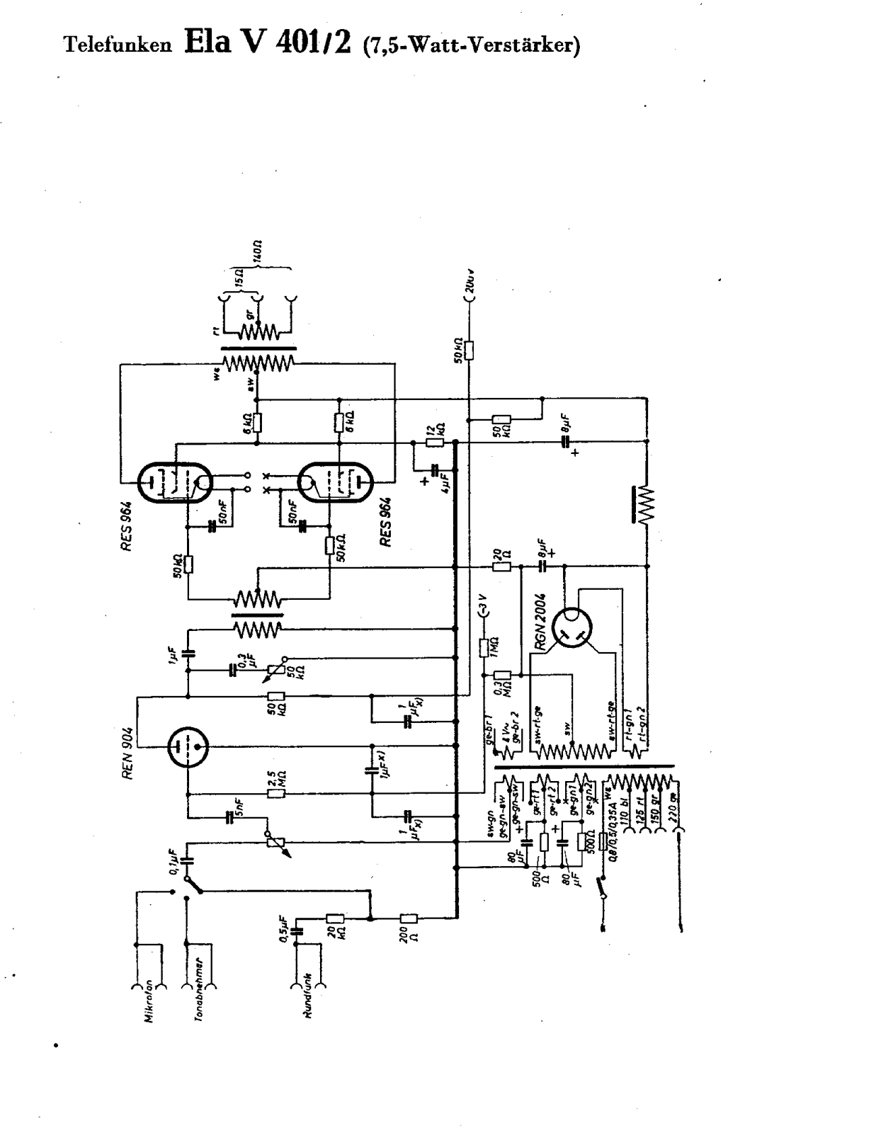 Telefunken Ela-V401-2 Schematic