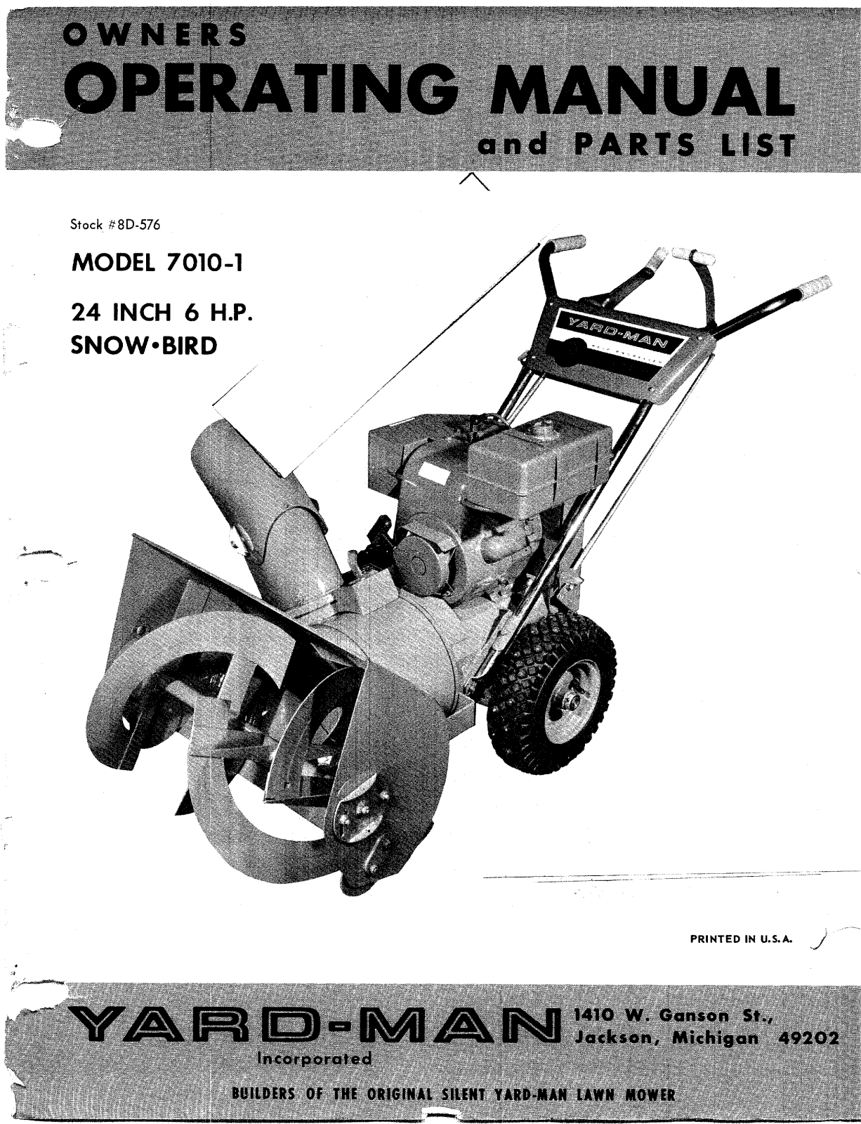 yard-man 7010-1 operators Manual