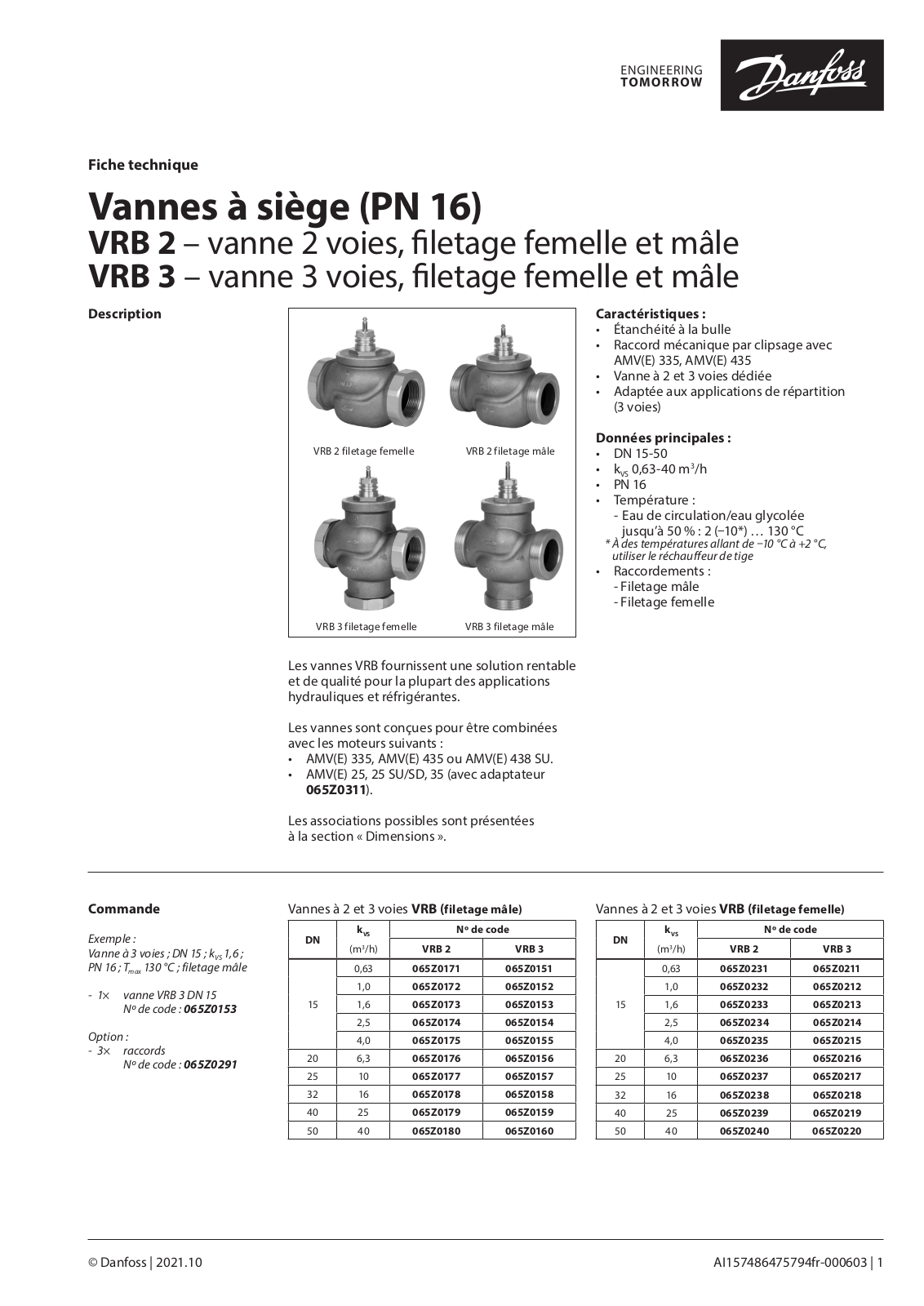 Danfoss VRB 2, VRB 3 Data sheet