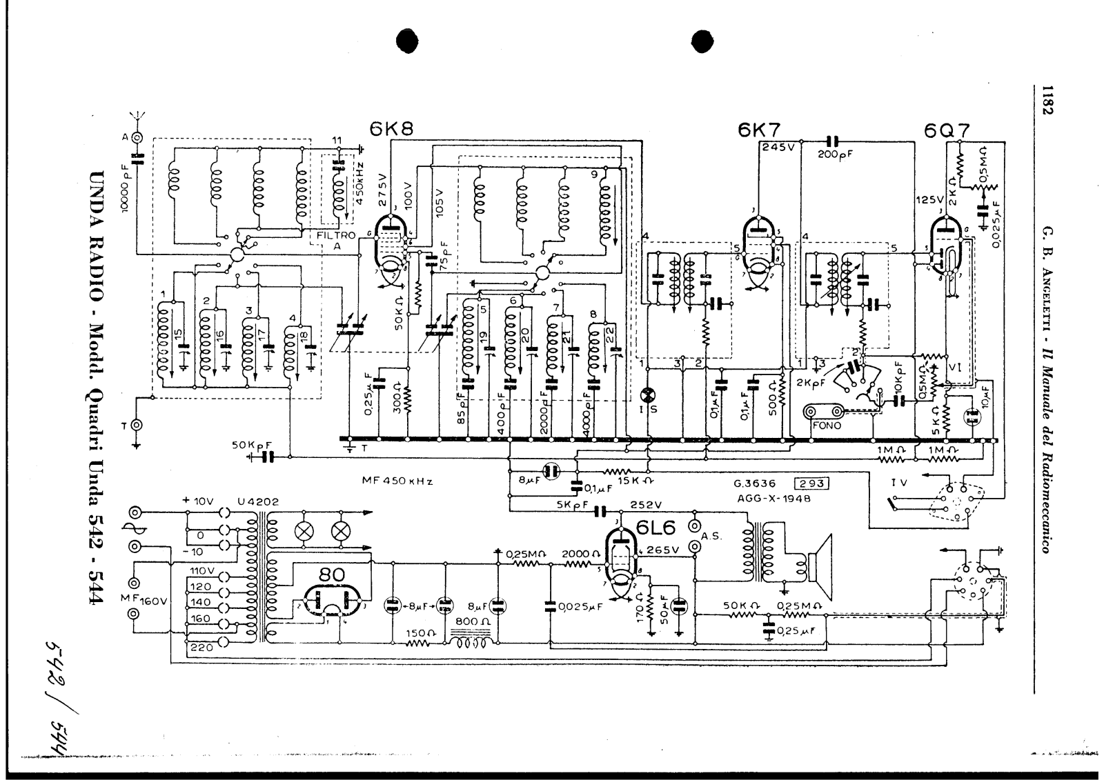 Unda Radio 542, 544 schematic