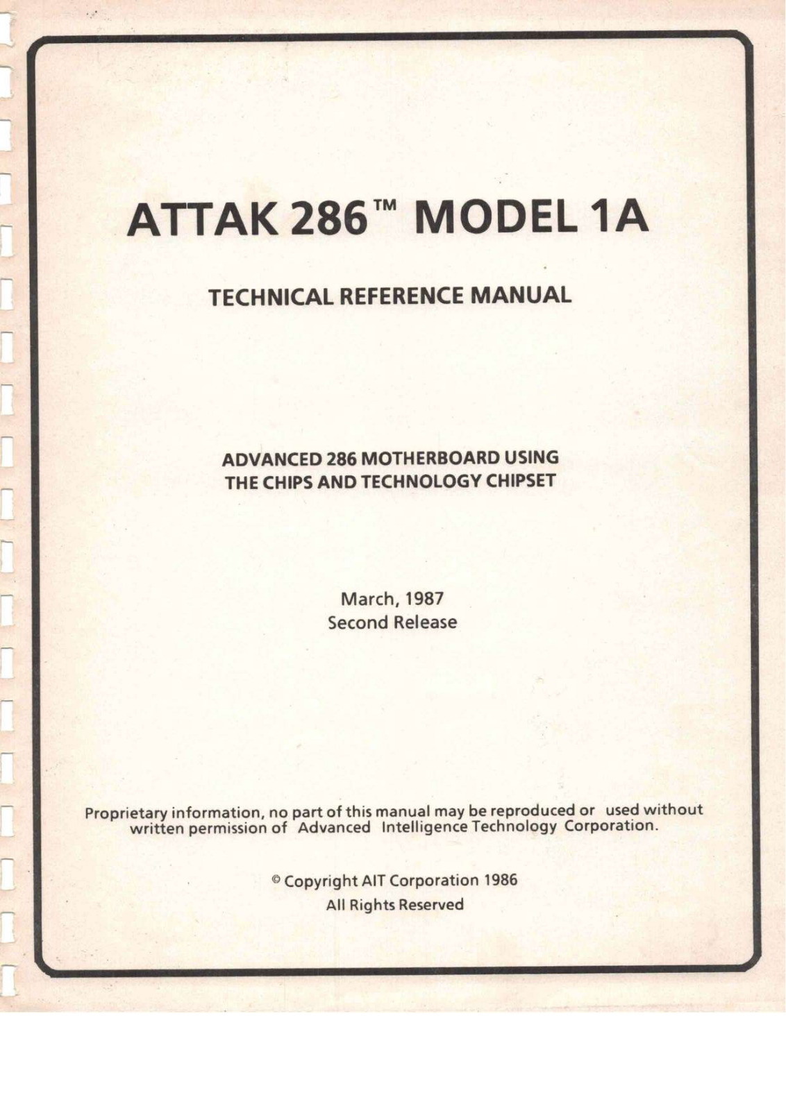 AIT ATTAK-286 Technical Reference Manual (Second Release) - ManualMachine.com