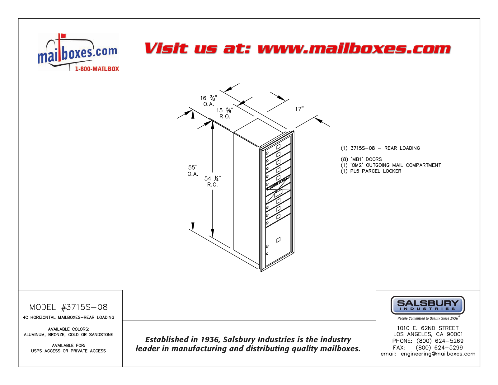 Salsbury Industries 3715S08ZRU User Manual