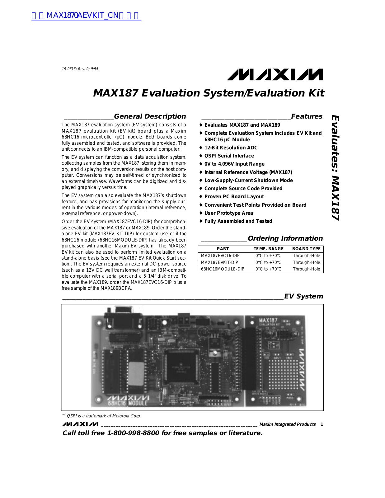 MAXIM MAX187 Technical data