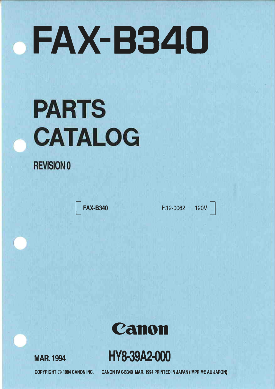 Canon FAX-B340 PARTS CATALOG