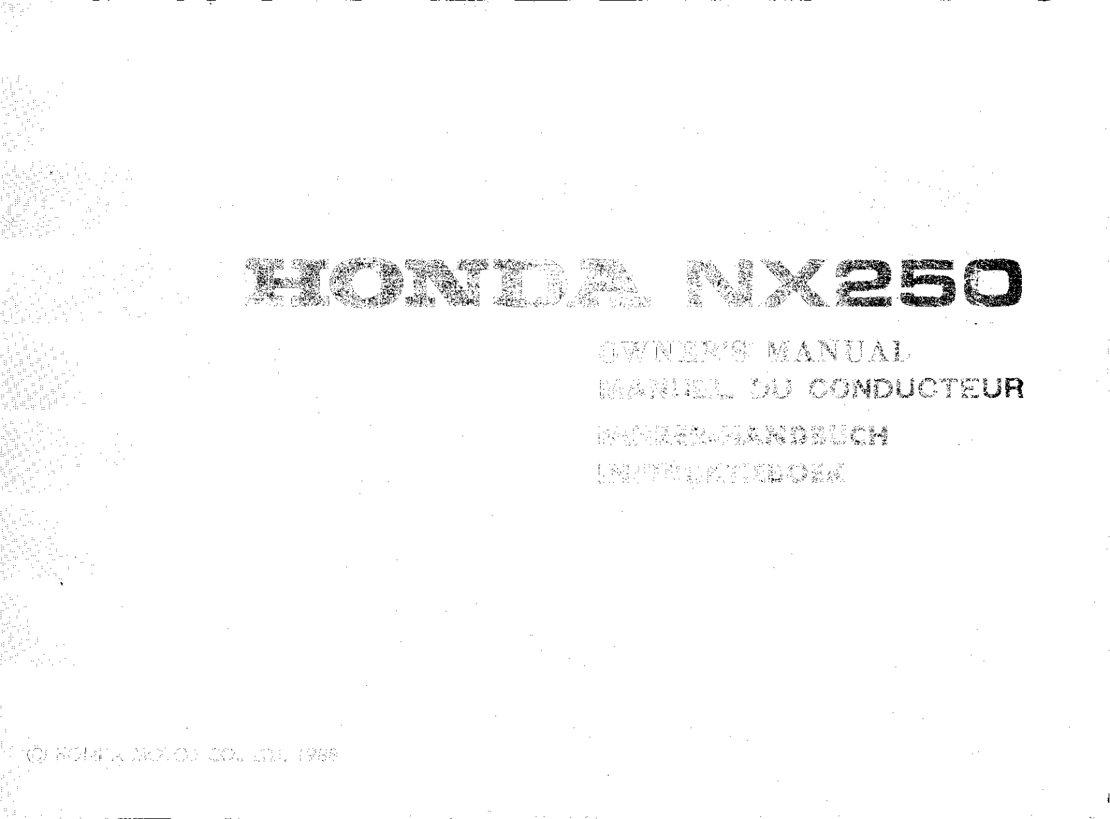 Honda NX250 1988 Owner's Manual