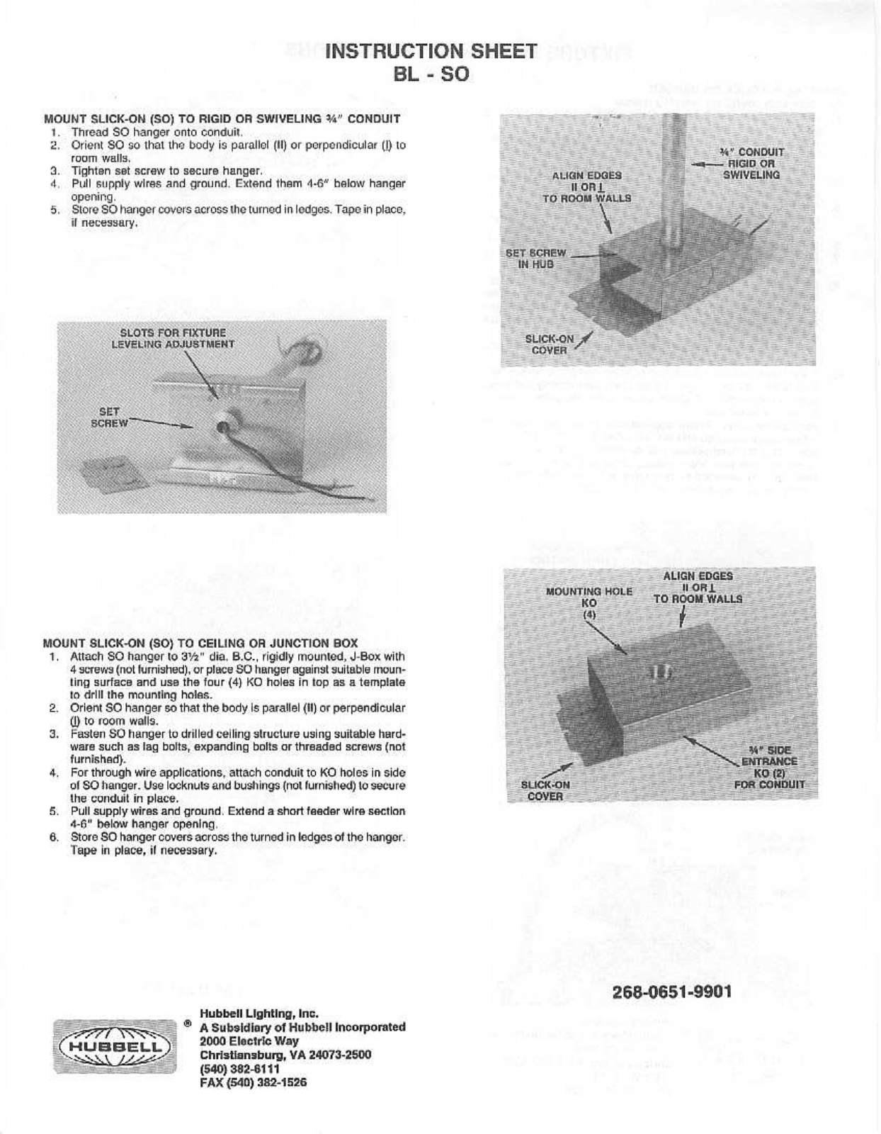 Hubbell Lighting BL-SO User Manual