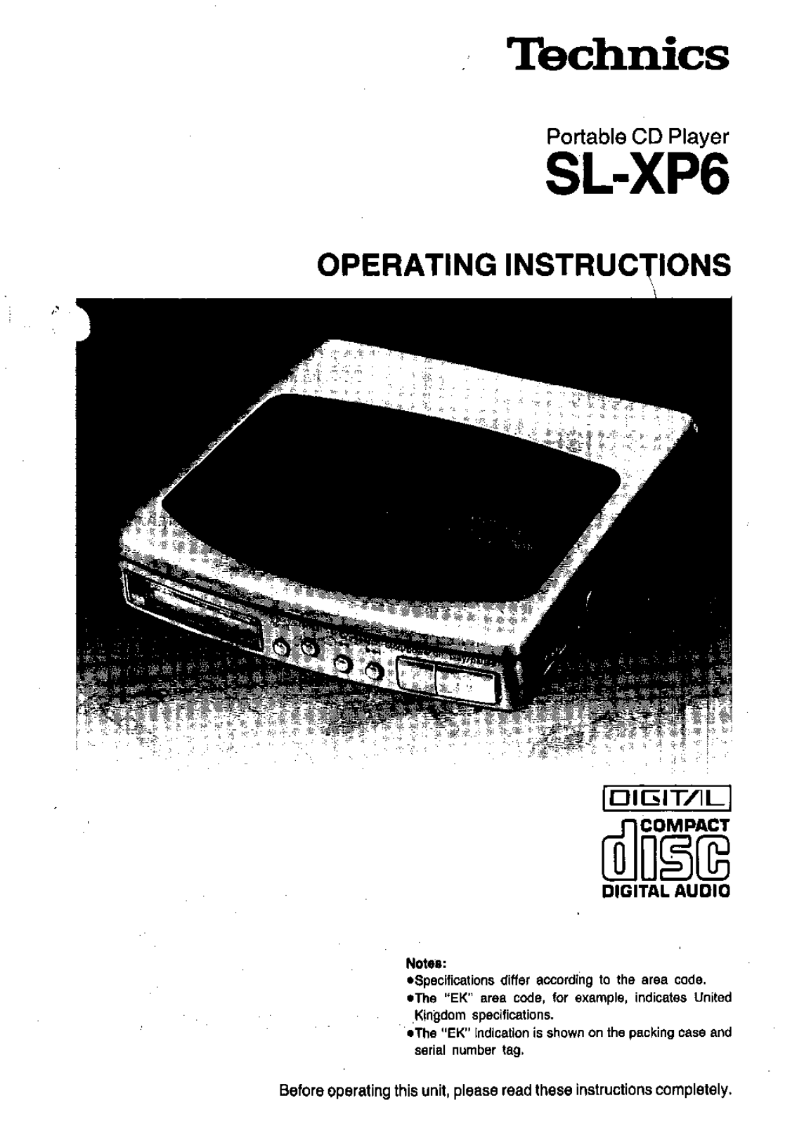 Panasonic SL-XP6 User Manual
