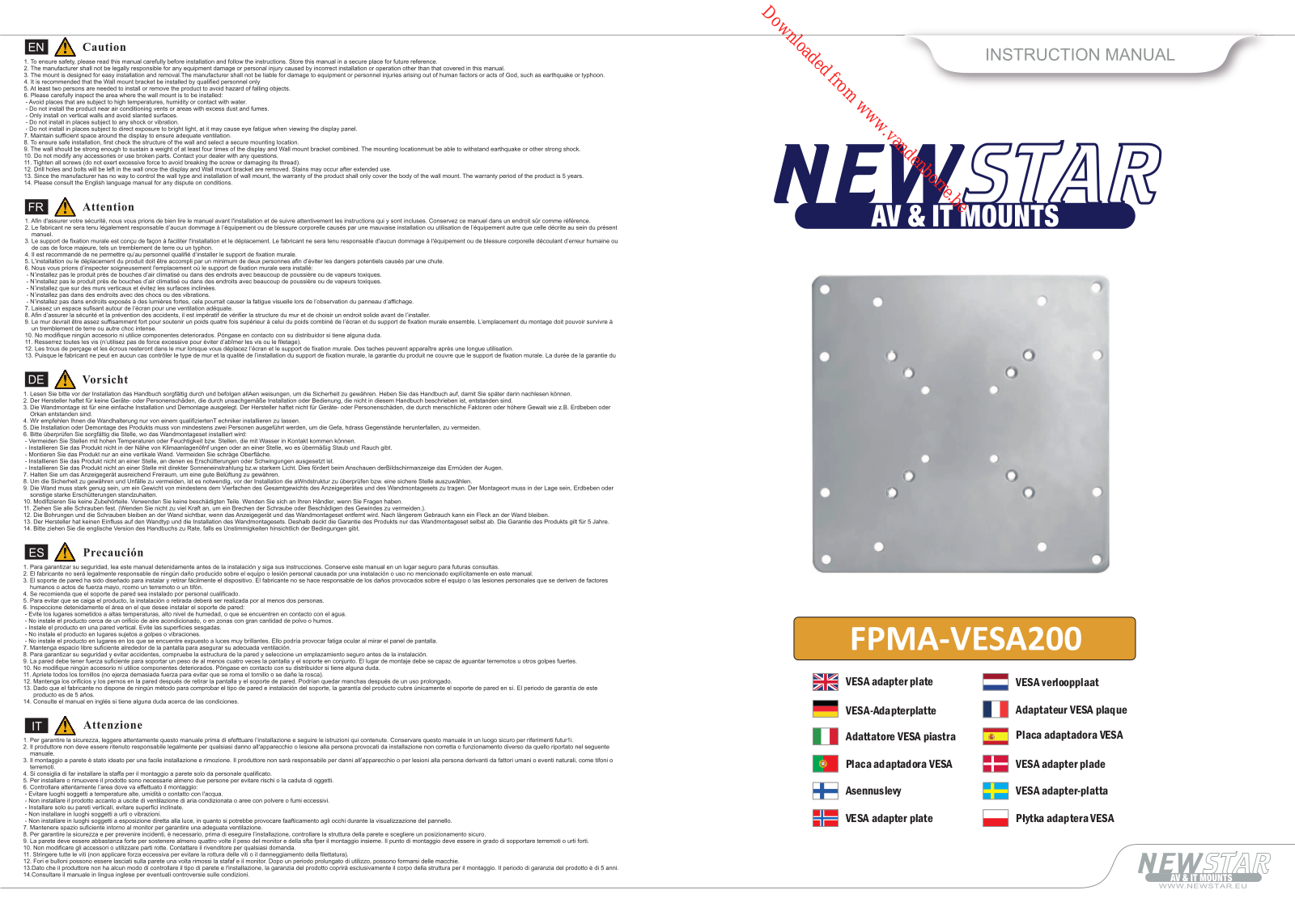 NEWSTAR FPMA-VESA200 User Manual