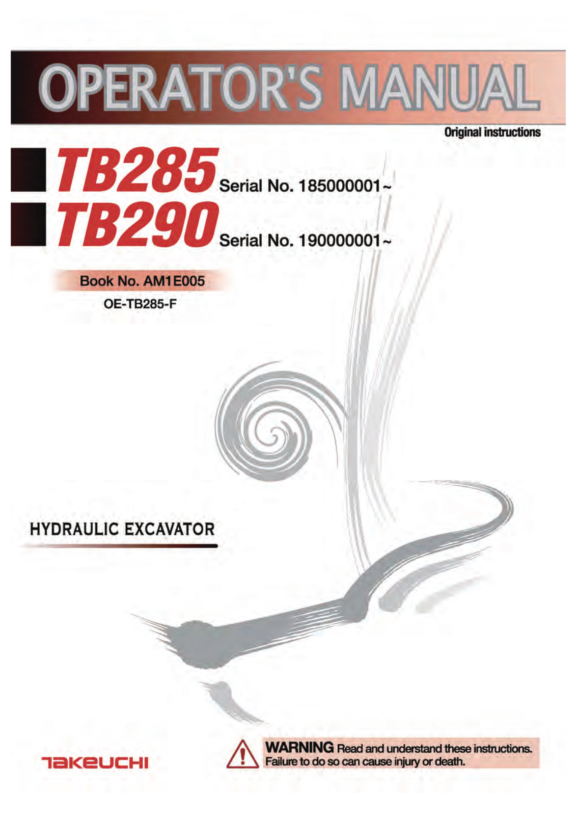 Takeuchi TB285, TB290 Operator Manual