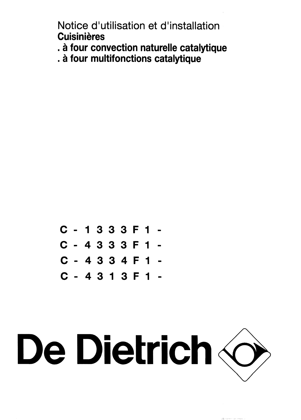 De dietrich CD1333F1, CD4313F1, CD4333F1, CW1333F1, CW4333F1 User Manual