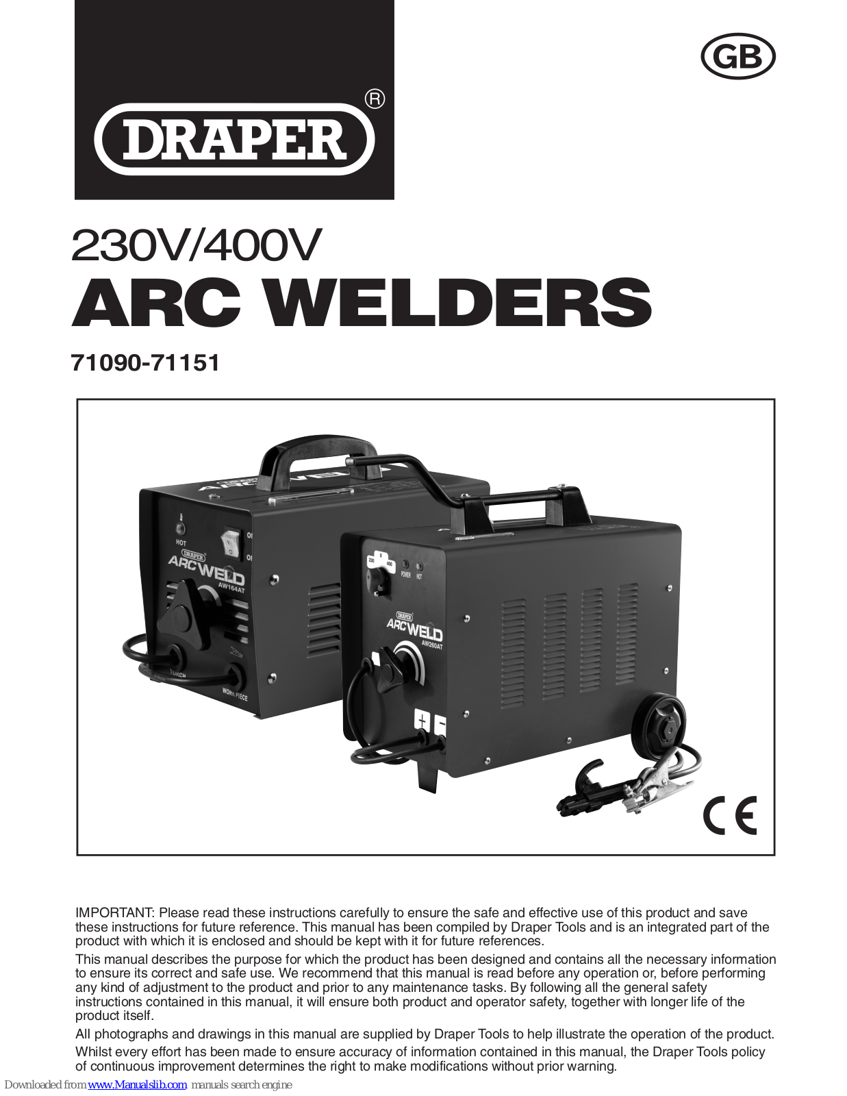 Draper AW164AT, AW260AT, 71090, 71151 User Manual - ManualMachine.com