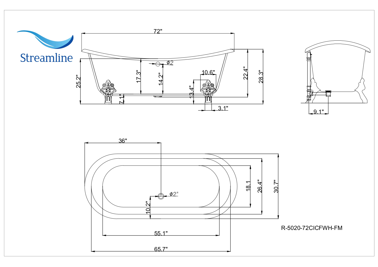 Streamline Bath SLBH1555 Dimensions - ManualMachine.com