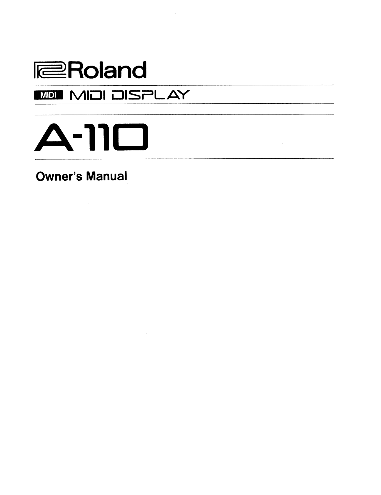 Roland Corporation A-110 Owner's Manual