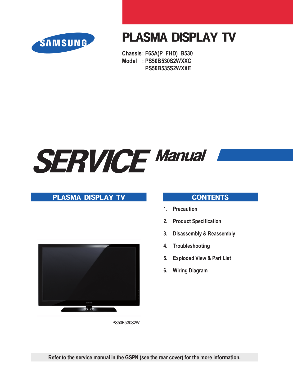 Samsung PS50B530S2WXXC Schematic