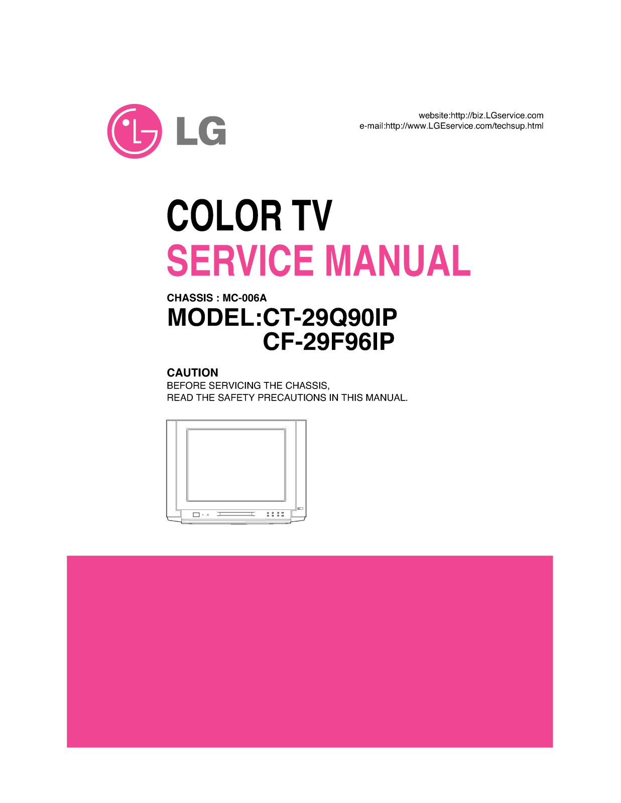 LG CT-29Q90IP, CF-29F96IP Service Manual