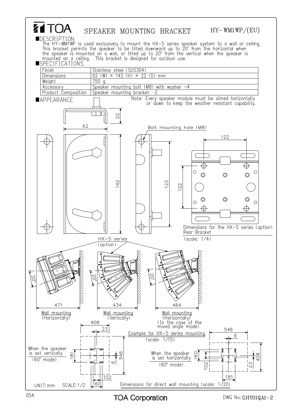 TOA HY-WM1WP User Manual