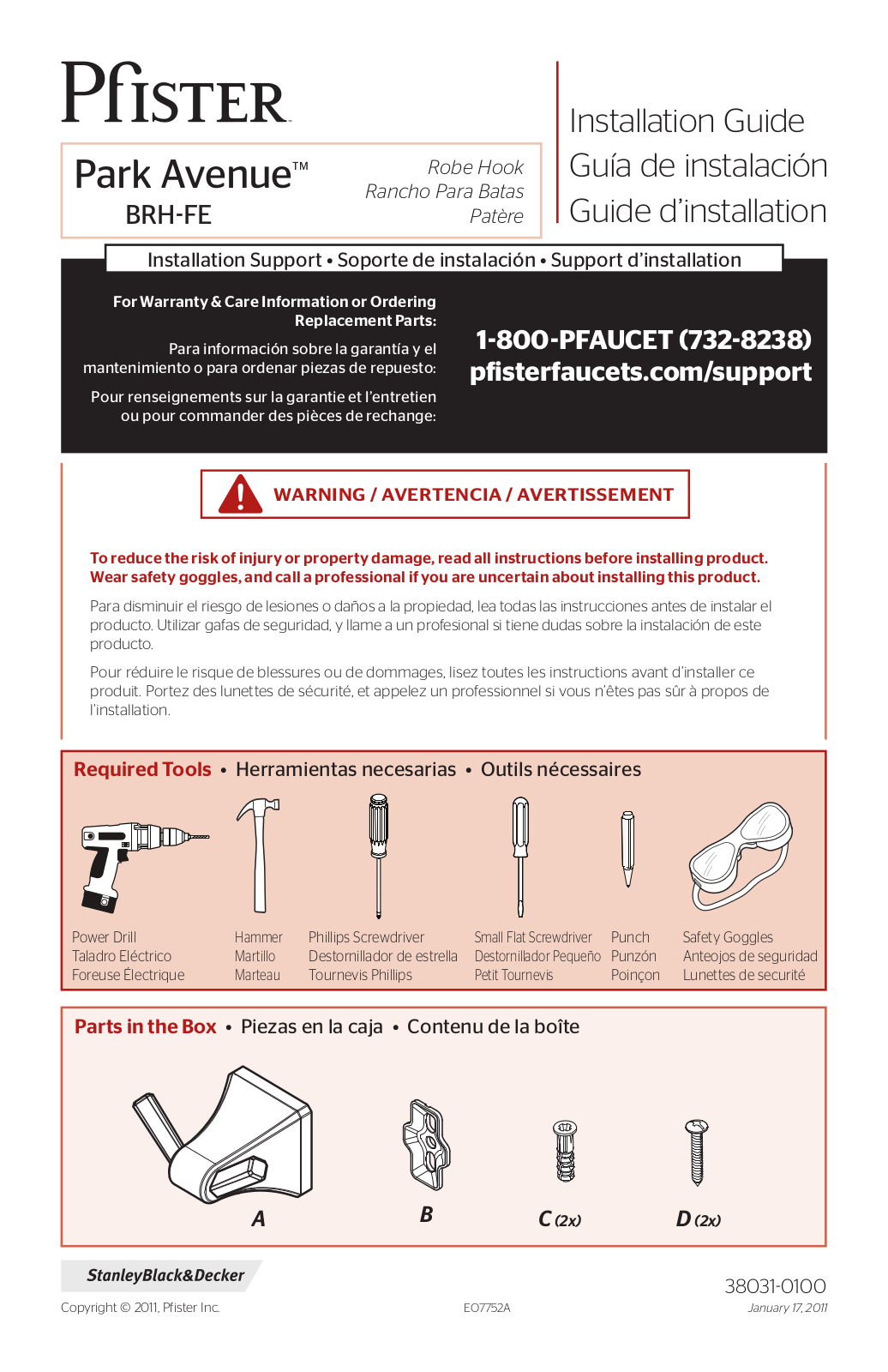 Pfister BRH-FE1K User Manual