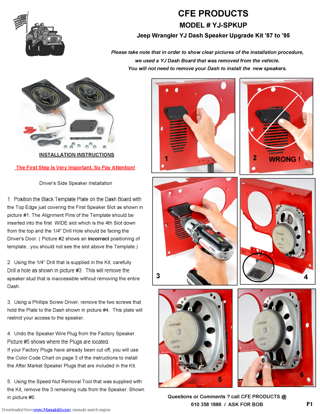 Kicker YJ-SPKUP Installation Instructions Manual