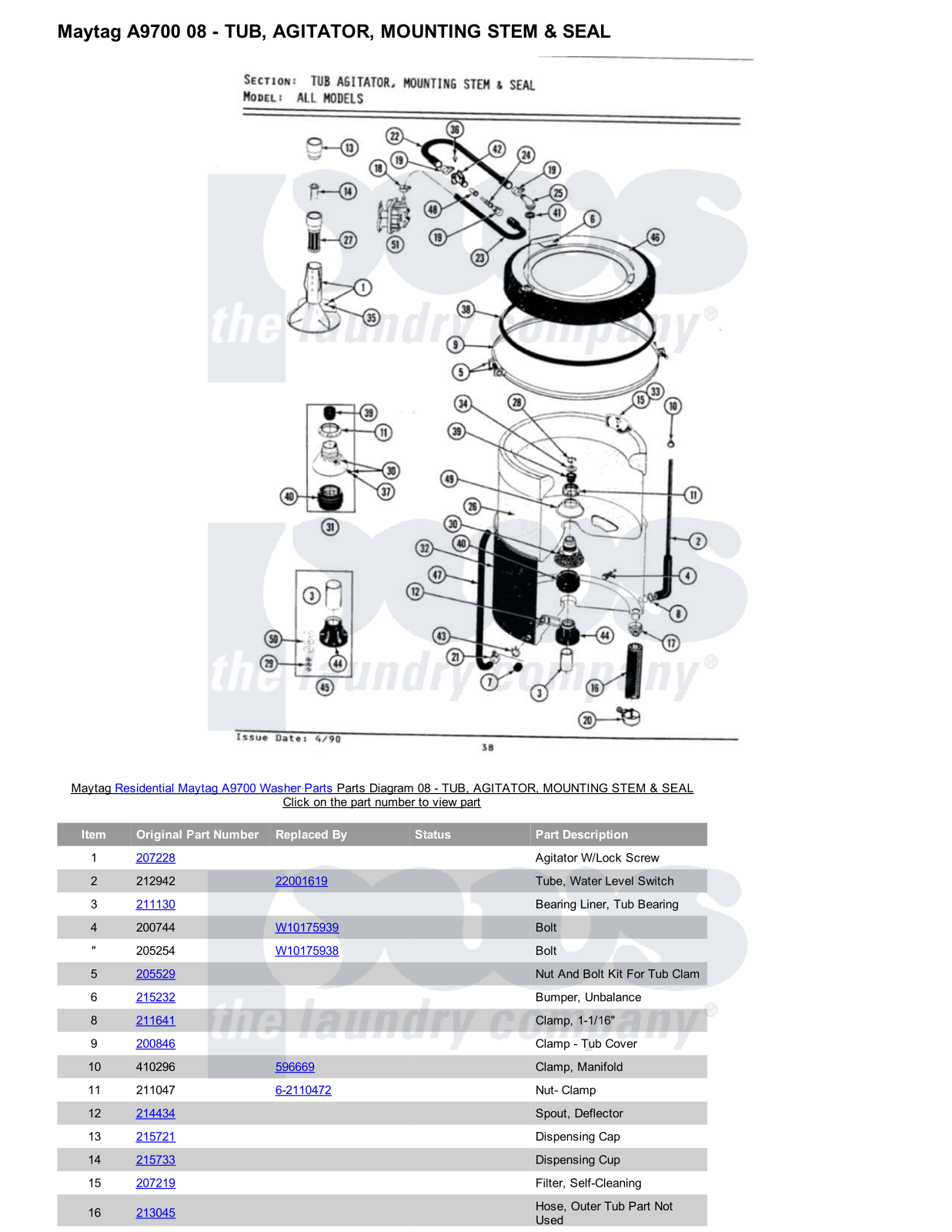 Maytag A9700 Parts Diagram