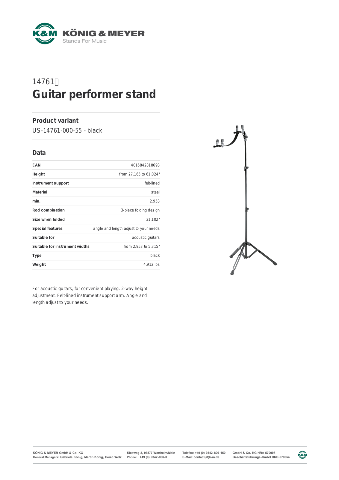 K&M 14761 Data Sheet