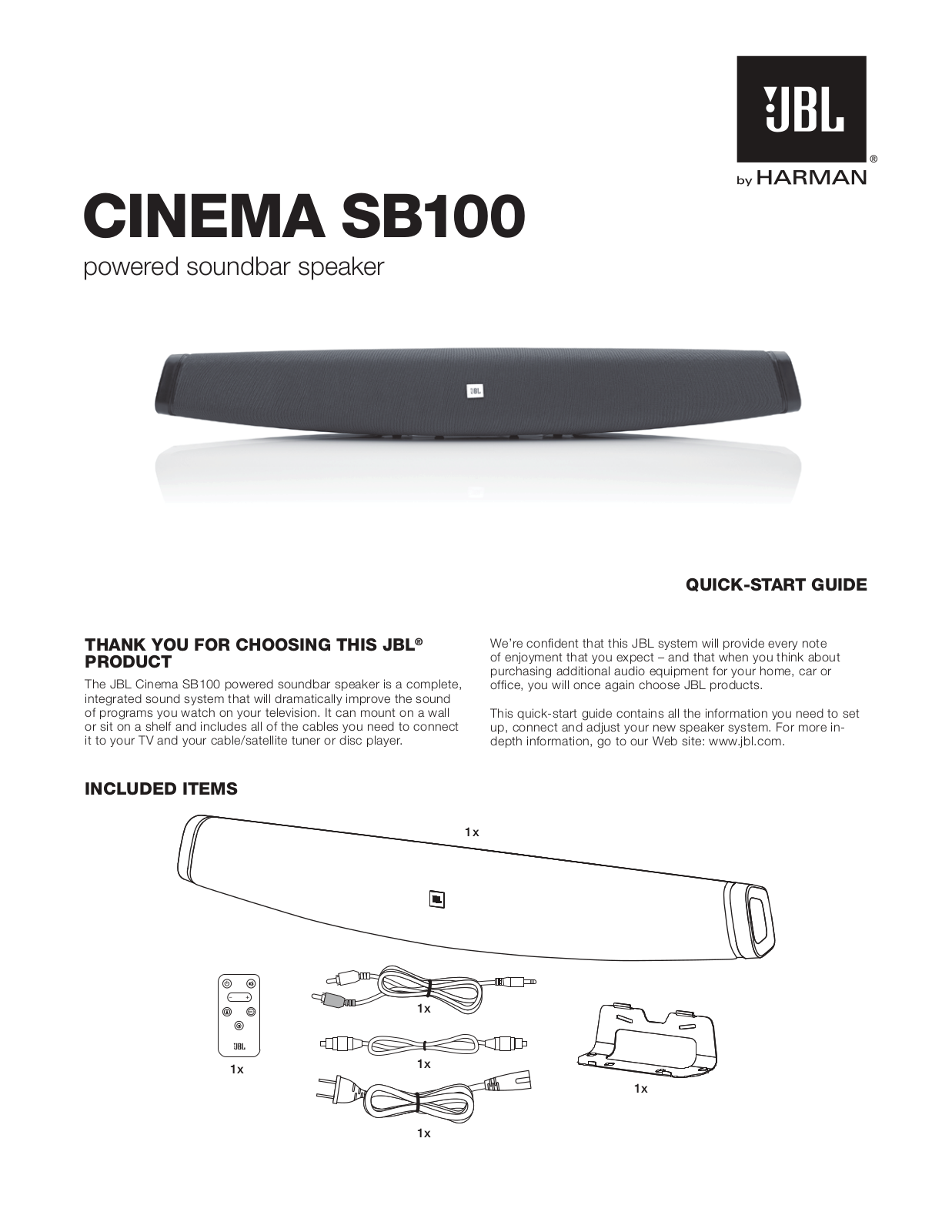 Jbl SB100 User Manual