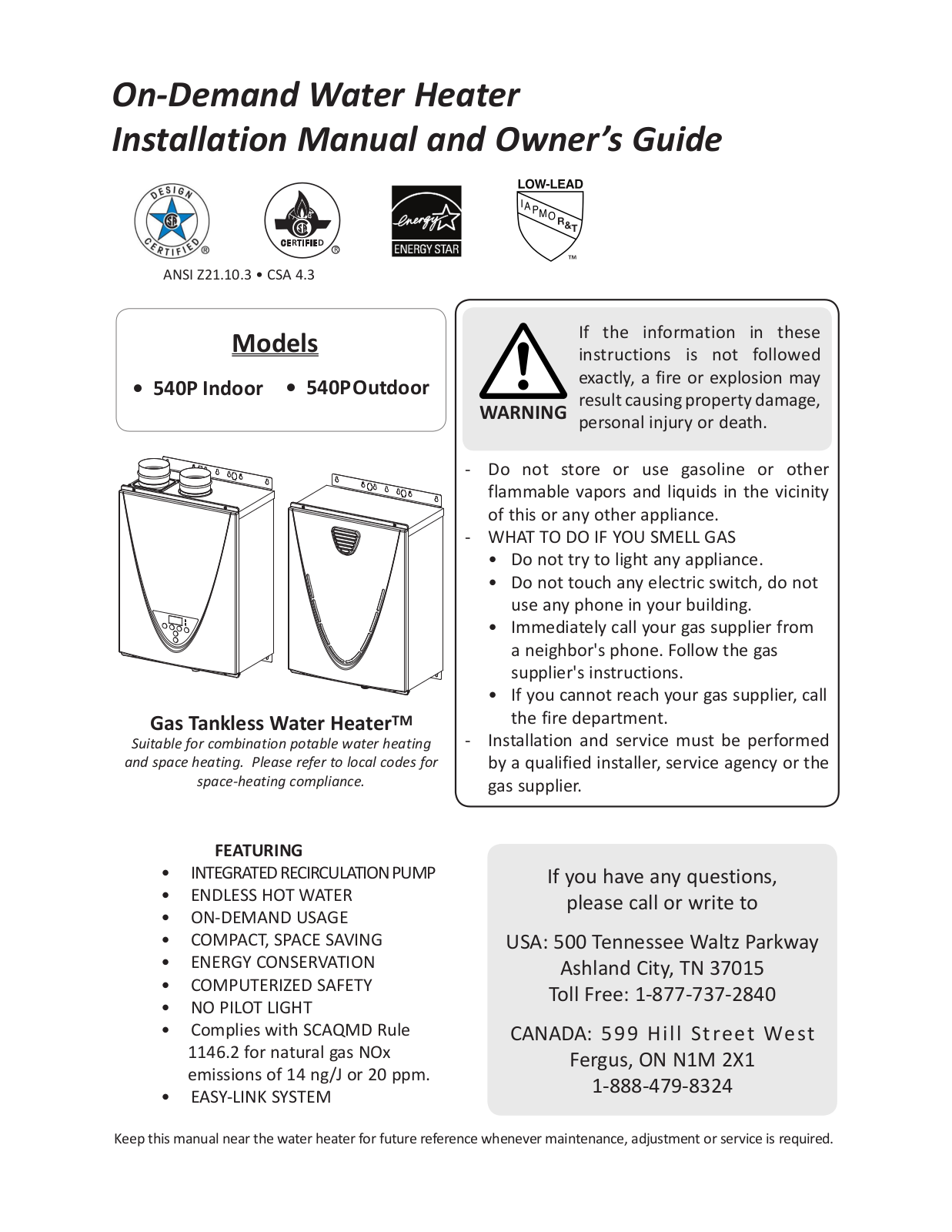 On-Demand 540P Indoor, 540P Outdoor User Manual