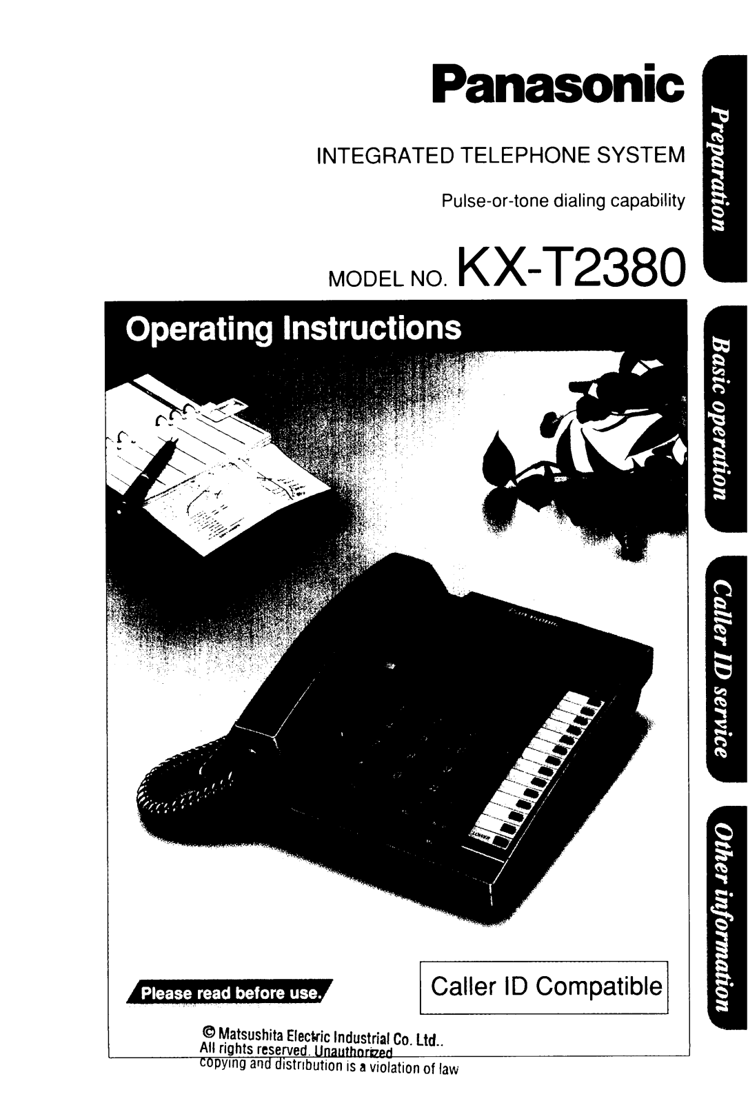 Panasonic kx-t2380 Operation Manual