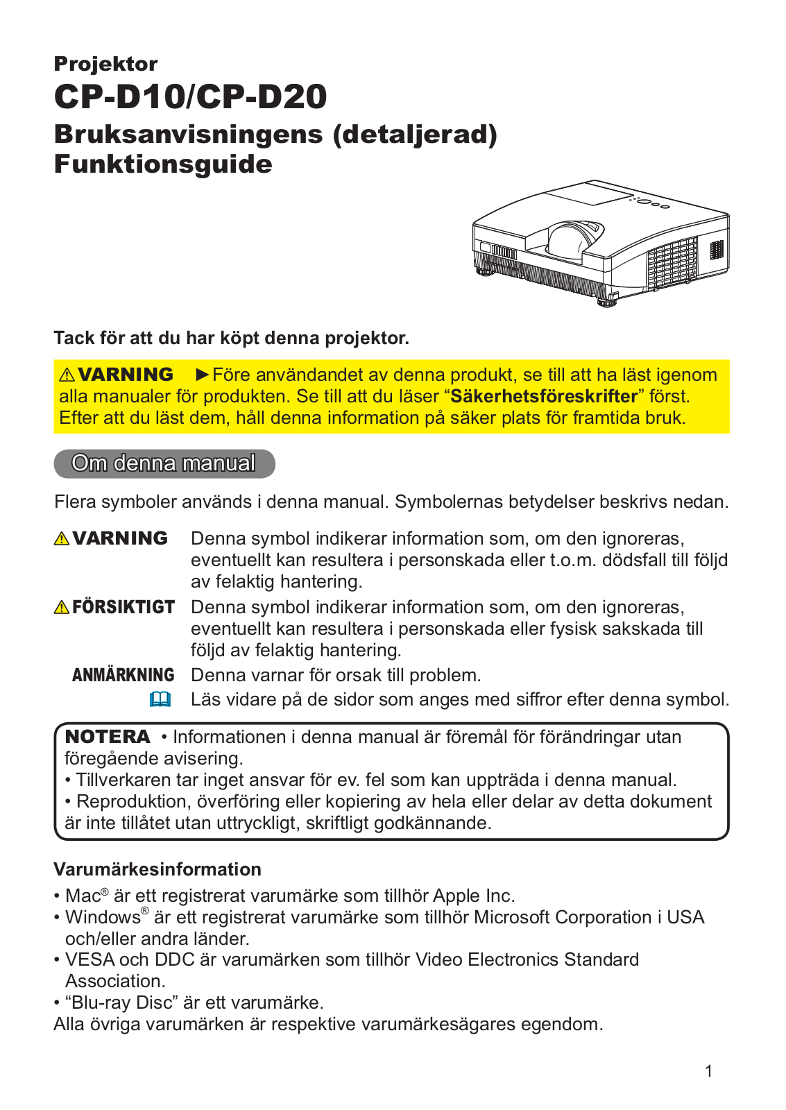 Hitachi CP-D20 User Manual