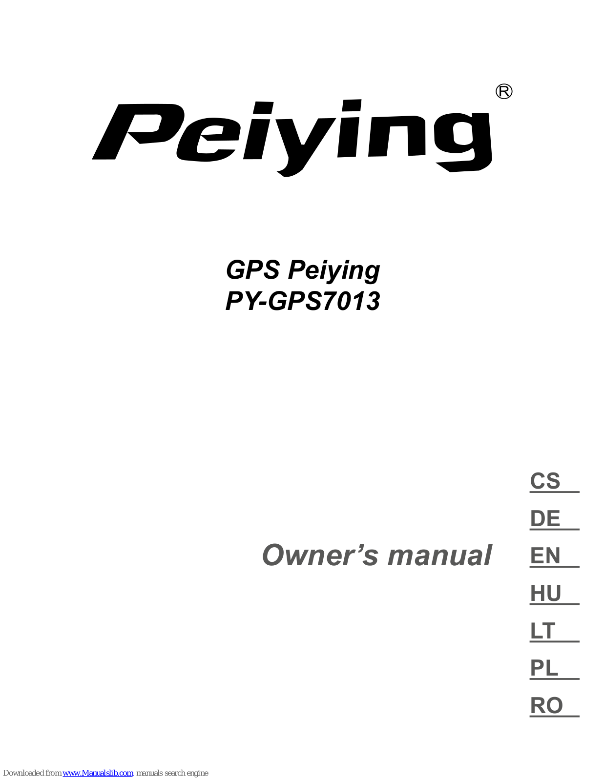 Peiying PY-GPS7013, PY-GPS5014 Owner's Manual