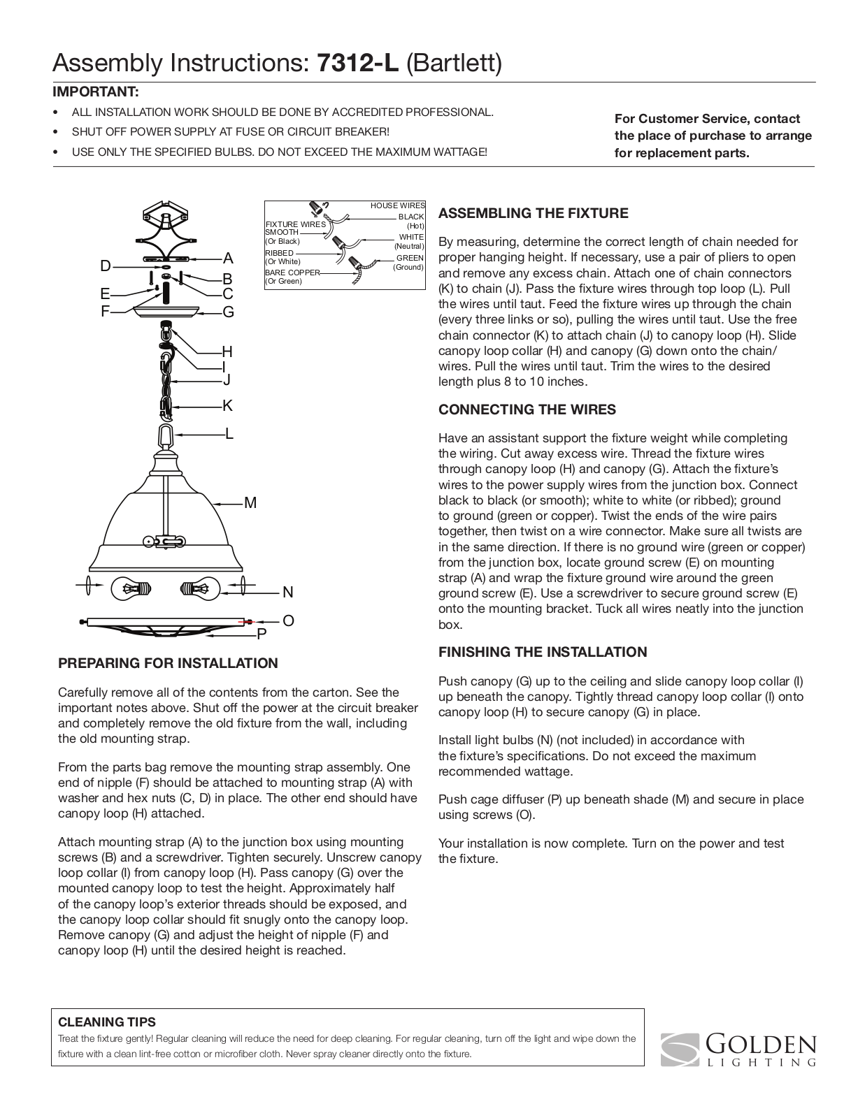 Golden Lighting 7312-L CP User Manual