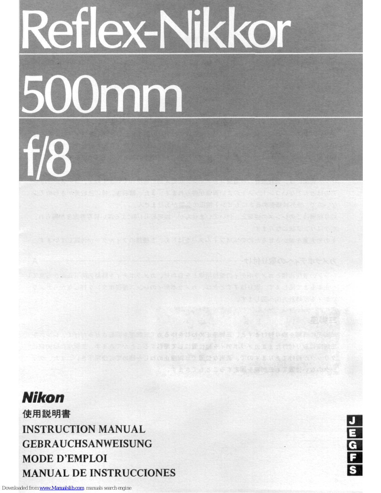 Nikon Reflex-Nikkor 500mm f/8 Instruction Manual - ManualMachine.com