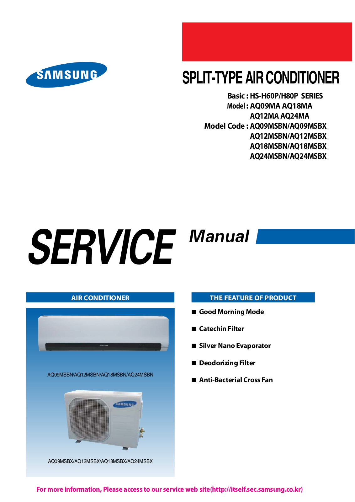 Samsung AQ09MA, AQ18MA, AQ12MA, AQ24MA Service Manual