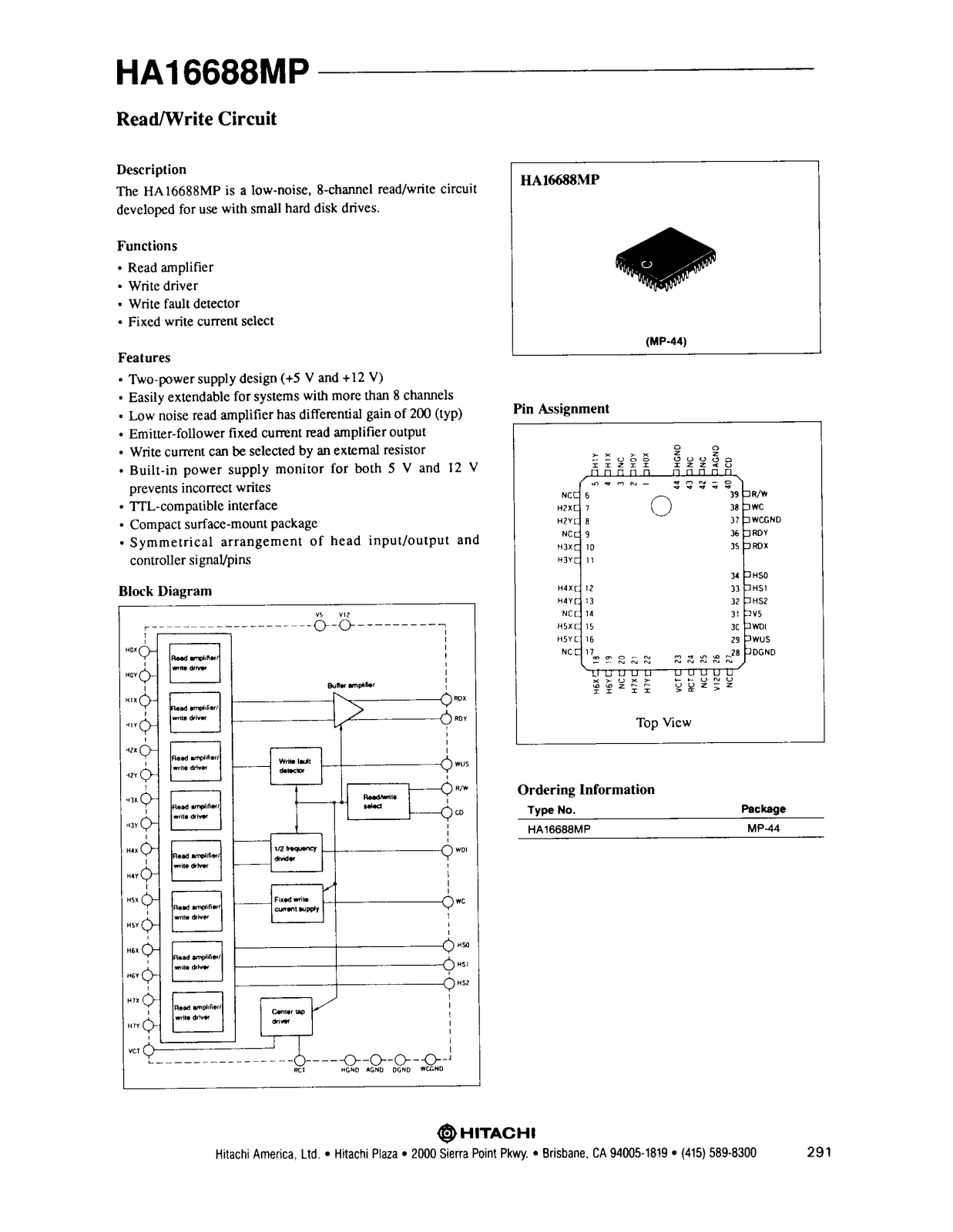 HIT HA16688MP Datasheet