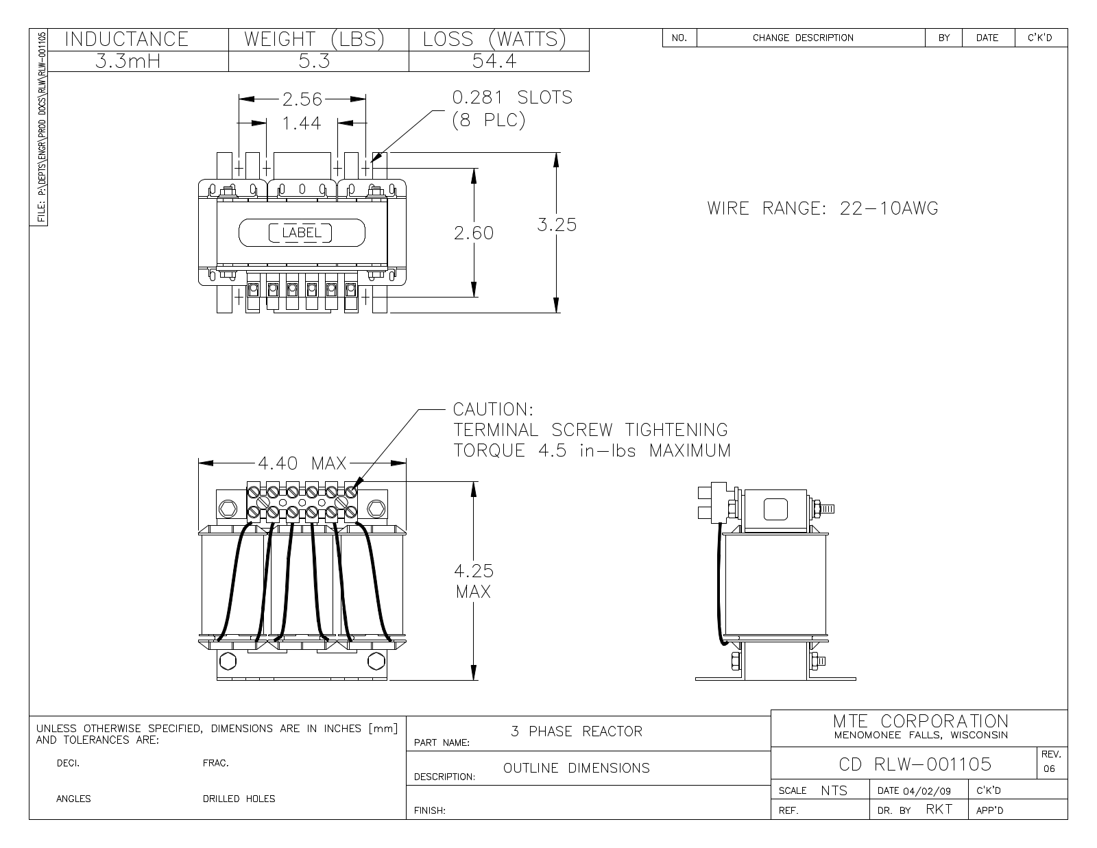 MTE RLW-001105 CAD Drawings