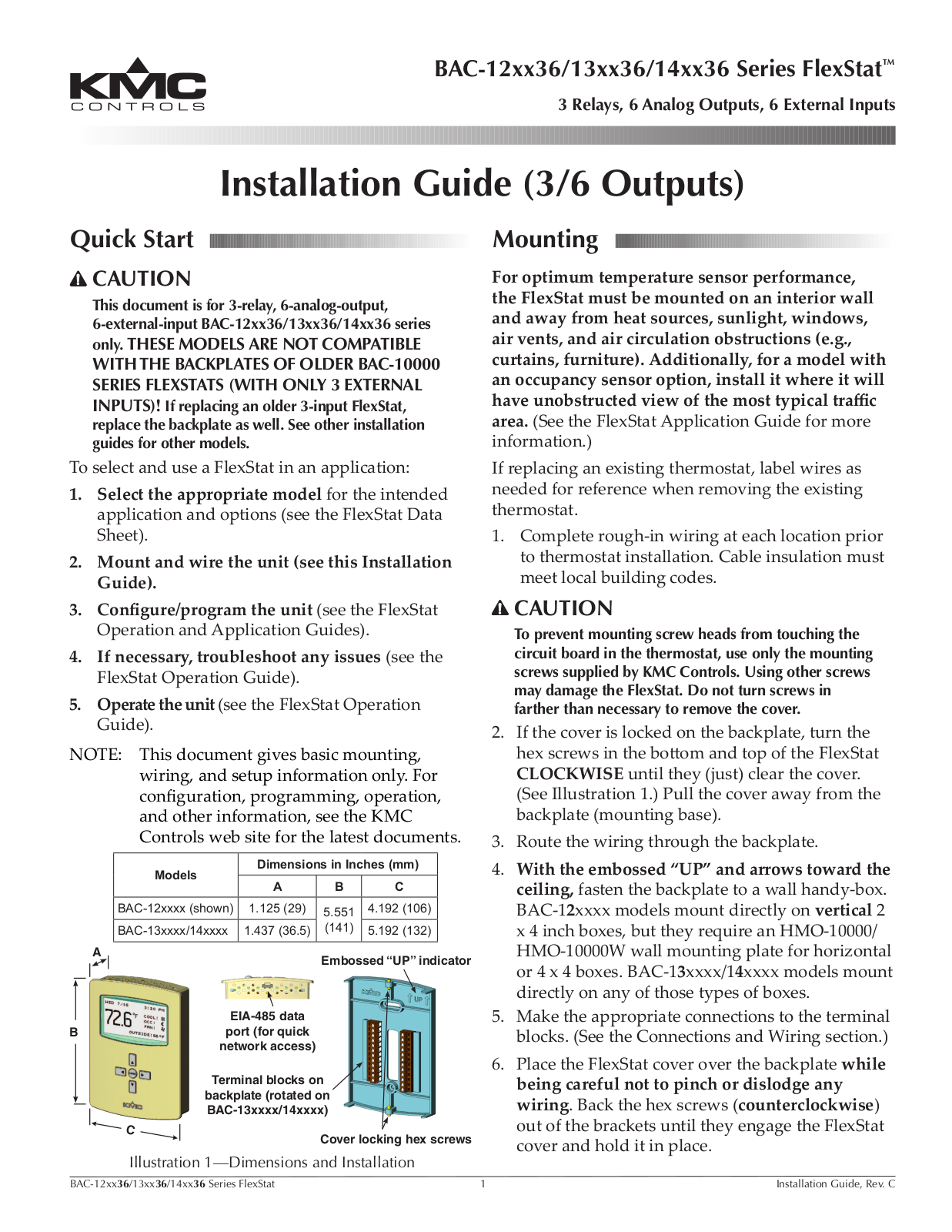 KMC Controls BAC-14xx36 User Manual