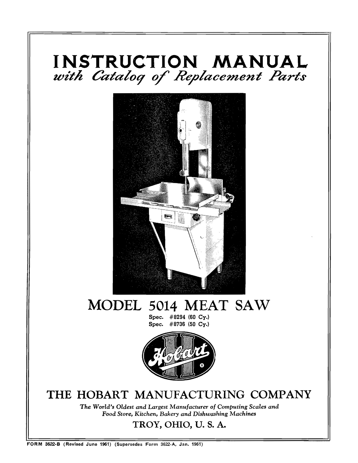 Hobart 5014 Installation Manual