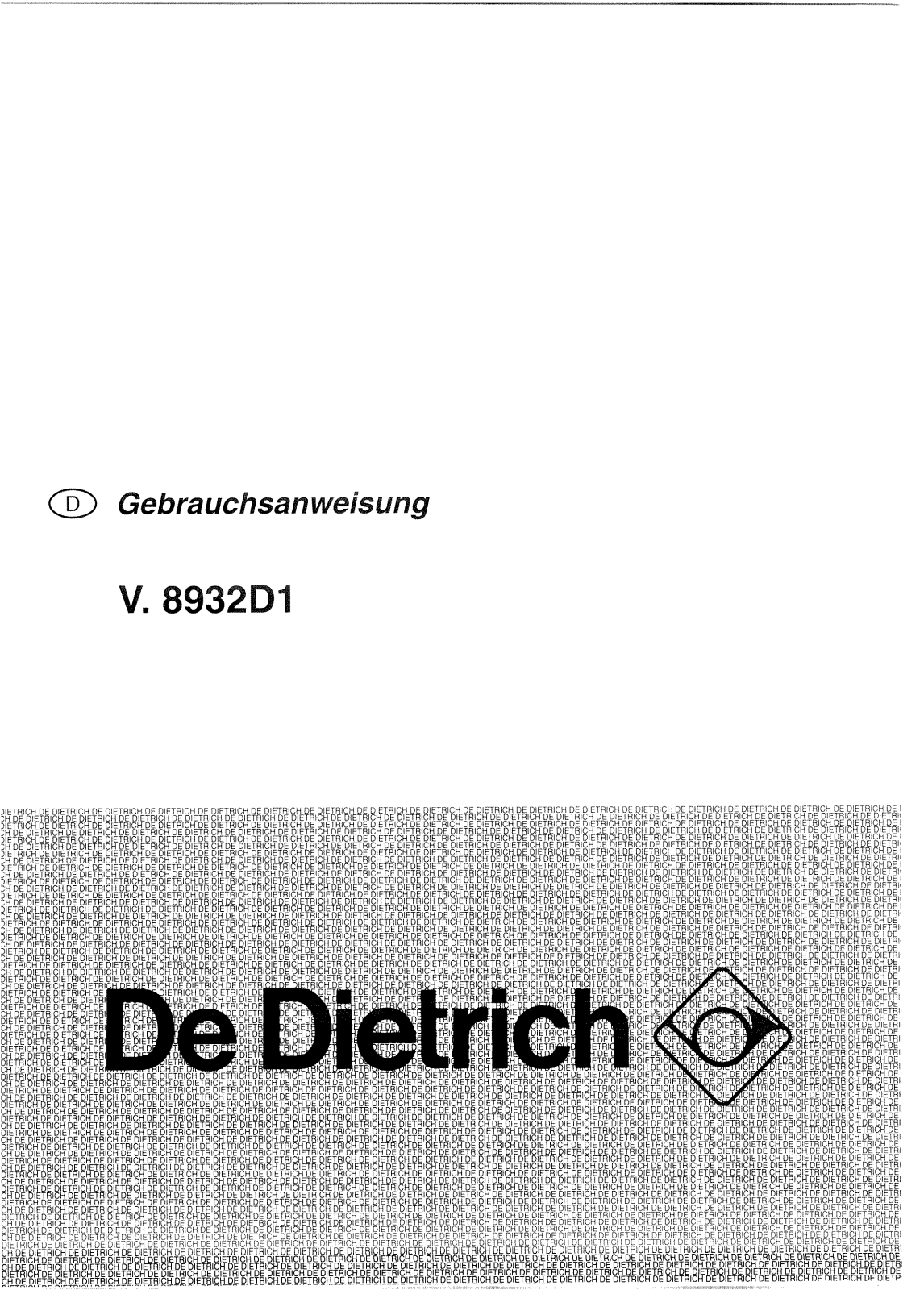 De dietrich VM8932D1, VW8932D1, VN8932D1 User Manual