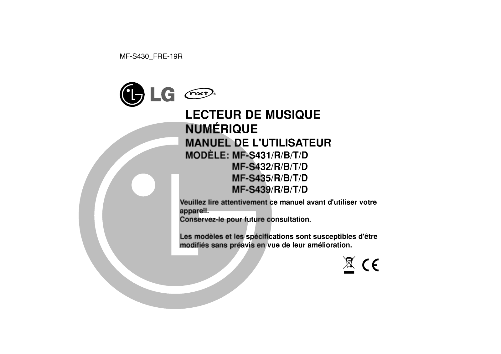 LG MF-SE435 User manual