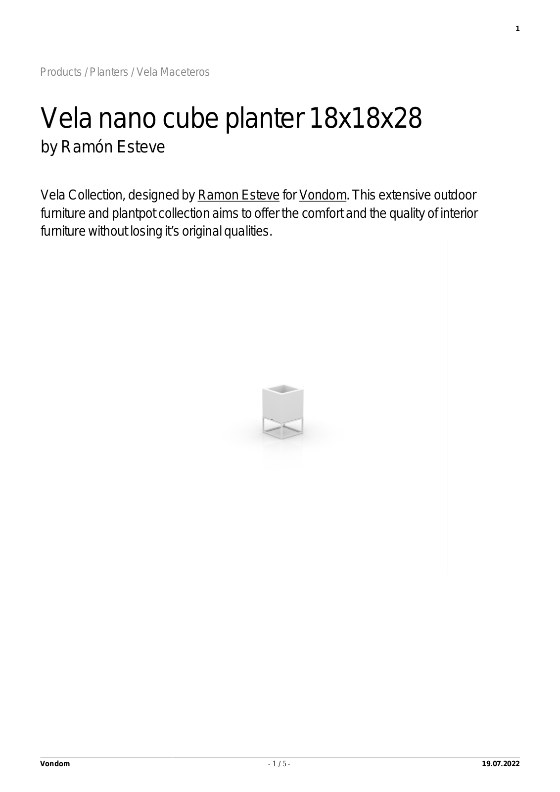 Vondom UCZW2966 Specifications - ManualMachine.com