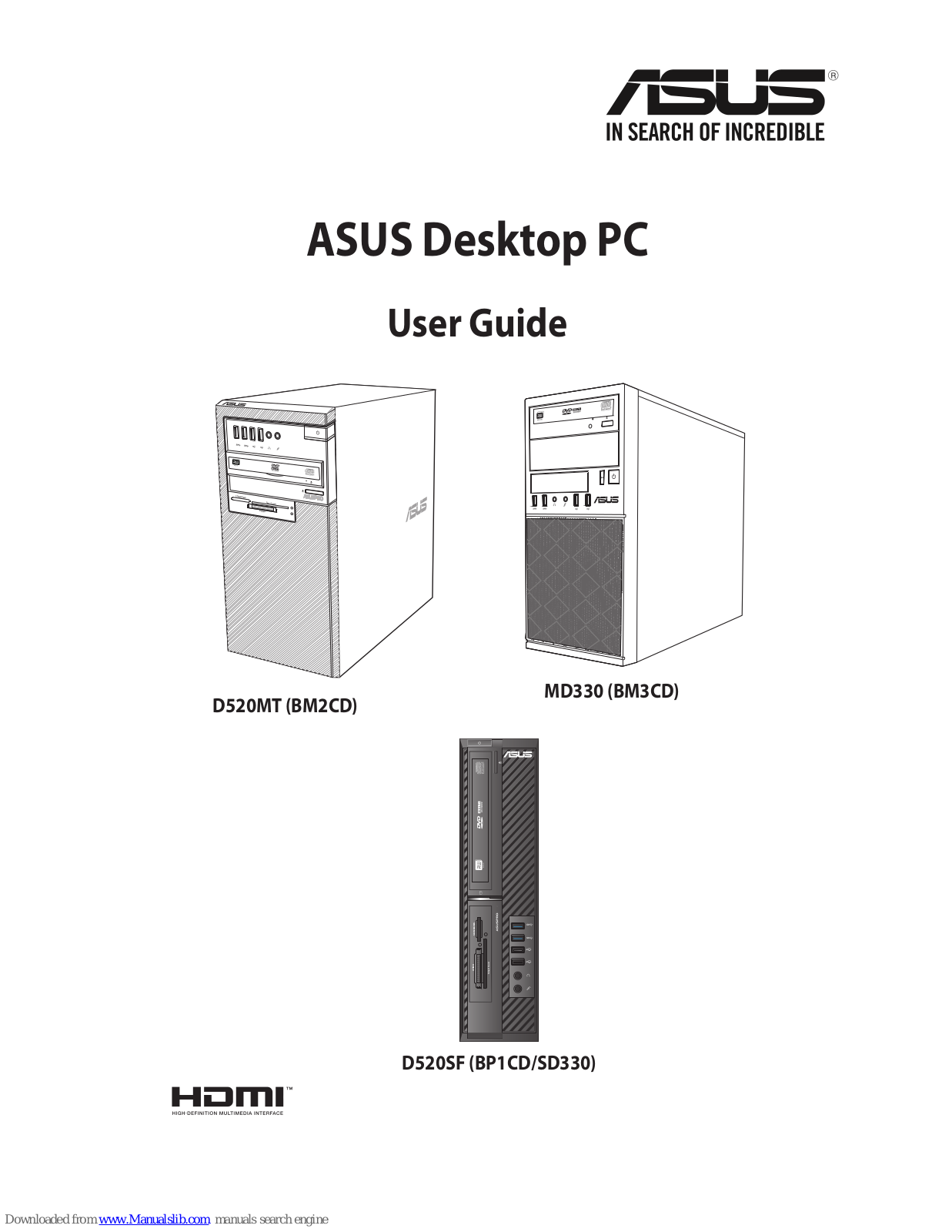Asus D520MT (BM2CD), MD330 (BM3CD), D520SF (BP1CD/SD330), D320MT, BM5CD User Manual