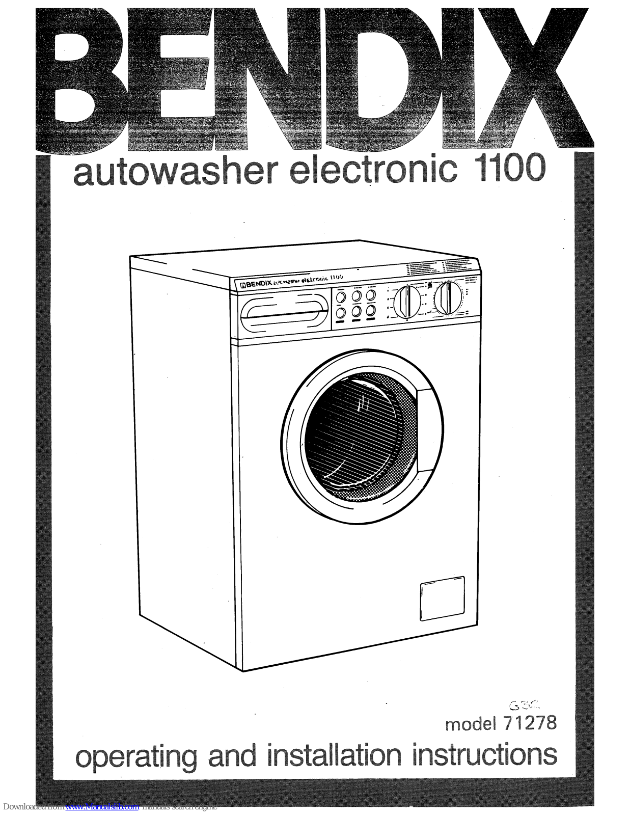 BENDIX 71278 Operating And Installation Instructions