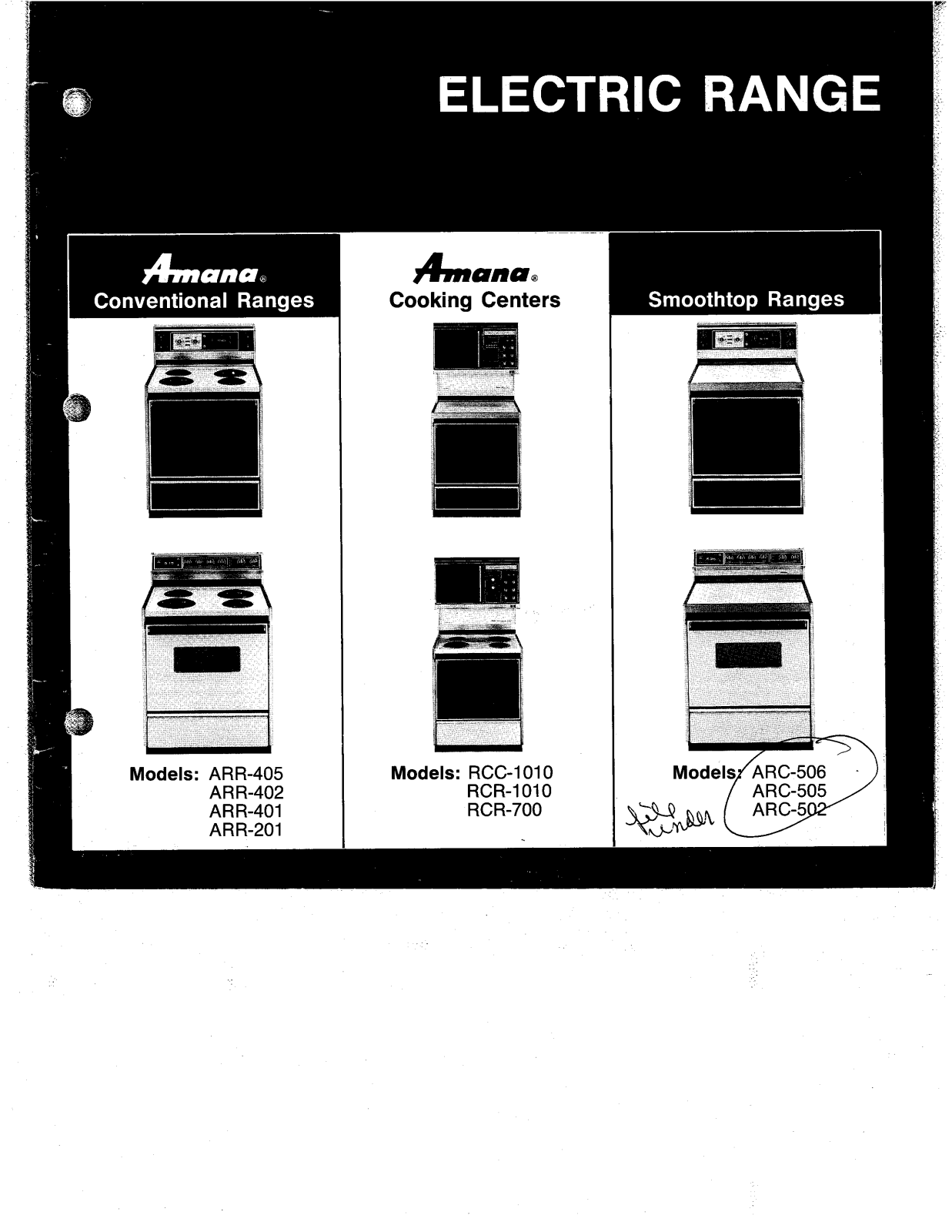 Amana ARC502W, ARC505W, ARC506W, ARR201W, ARR401W Owner's Manual