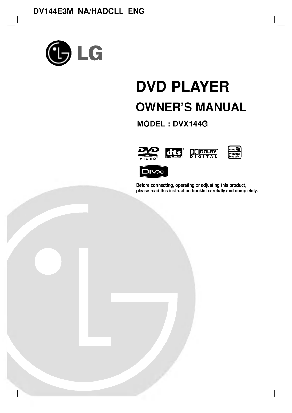 LG DV144E3M Owner’s Manual